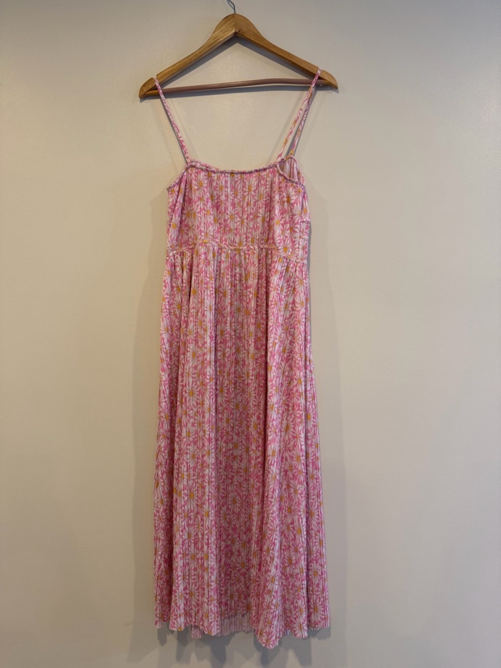 ZARA - Pleated Printed Dress, pink daisy sundress size M - Picture 6 of 16